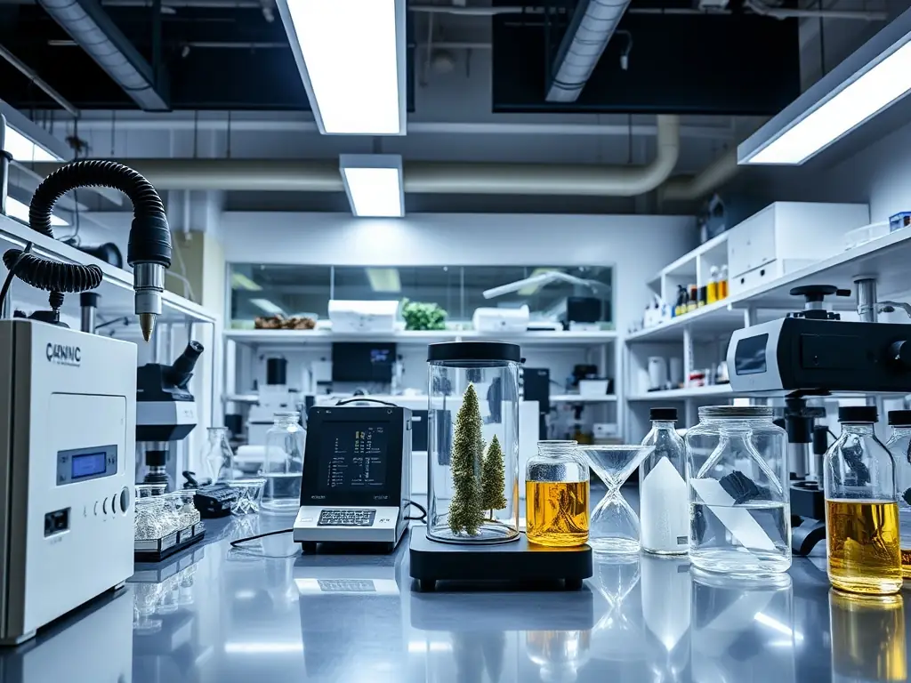 Laboratory with advanced cannabis testing equipment.